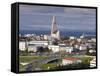 The 75M Tall Steeple and Vast Modernist Church of Hallgrimskirkja, Reykjavik, Iceland-Gavin Hellier-Framed Stretched Canvas