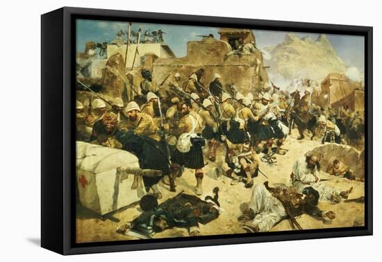 The 92nd Highlanders and the 2nd Gurkhas Storming Gaudi Mullah Sahibhad, Candahar-Richard Caton Woodville-Framed Stretched Canvas