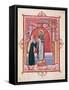 The Abbess Hilda Offering the Gospel to St. Walburga-German School-Framed Stretched Canvas