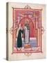 The Abbess Hilda Offering the Gospel to St. Walburga-German School-Stretched Canvas