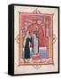 The Abbess Hilda Offering the Gospel to St. Walburga-German School-Framed Stretched Canvas