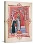 The Abbess Hilda Offering the Gospel to St. Walburga-German School-Stretched Canvas