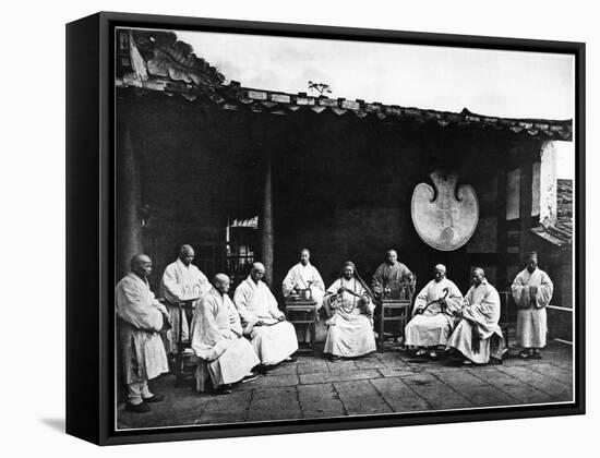 The Abbot and Monks of Kushan Monastery, C.1867-72-John Thomson-Framed Stretched Canvas