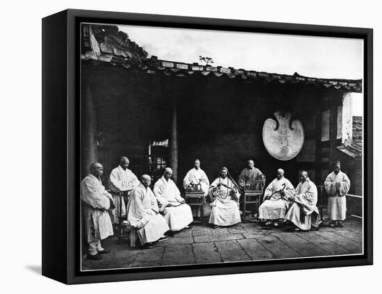 The Abbot and Monks of Kushan Monastery, C.1867-72-John Thomson-Framed Stretched Canvas