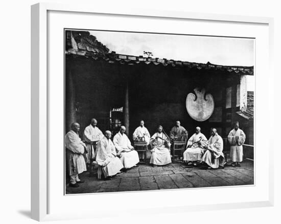 The Abbot and Monks of Kushan Monastery, C.1867-72-John Thomson-Framed Photographic Print