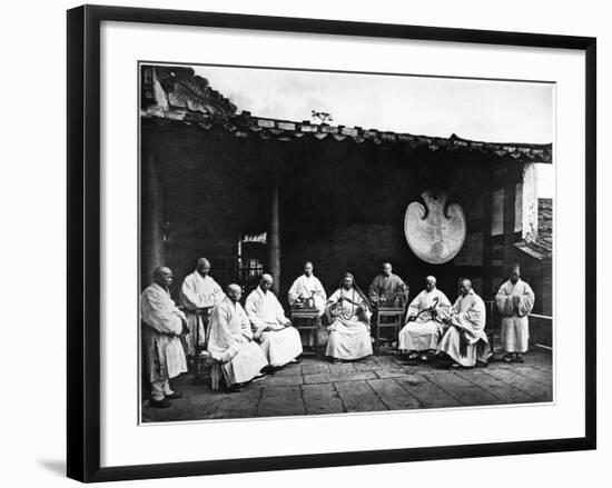 The Abbot and Monks of Kushan Monastery, C.1867-72-John Thomson-Framed Photographic Print