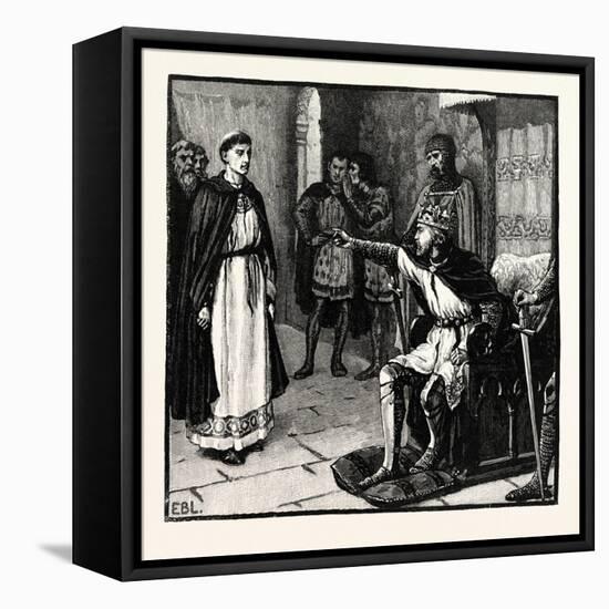 The Abbot of Arbroath before King Edward-null-Framed Stretched Canvas