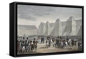 The abdication of Napoleon and his departure from Fontainebleau for Elba, 20th April 1814-Francois Pigeot-Framed Stretched Canvas