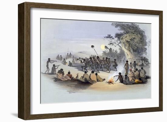 The Aboriginal Inhabitants: The Kuri Dance, from South Australia Illustrated, Published in 1847-George French Angas-Framed Giclee Print