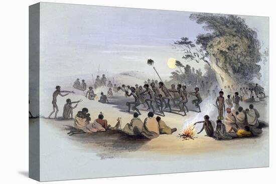 The Aboriginal Inhabitants: The Kuri Dance, from South Australia Illustrated, Published in 1847-George French Angas-Stretched Canvas