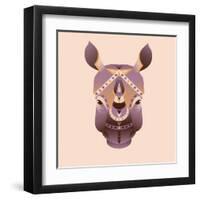 The Abstract Head of Rhino Vector Illustration-coffeee_in-Framed Art Print