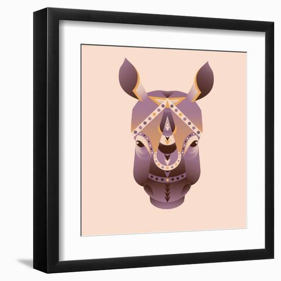 The Abstract Head of Rhino Vector Illustration-coffeee_in-Framed Art Print