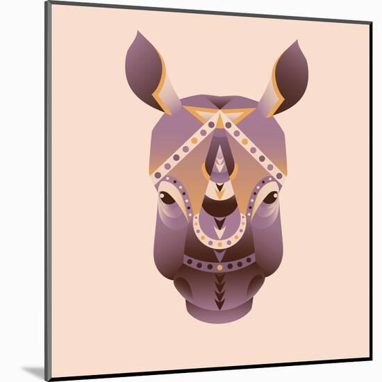 The Abstract Head of Rhino Vector Illustration-coffeee_in-Mounted Art Print
