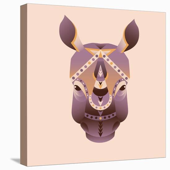 The Abstract Head of Rhino Vector Illustration-coffeee_in-Stretched Canvas