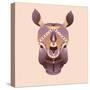 The Abstract Head of Rhino Vector Illustration-coffeee_in-Stretched Canvas