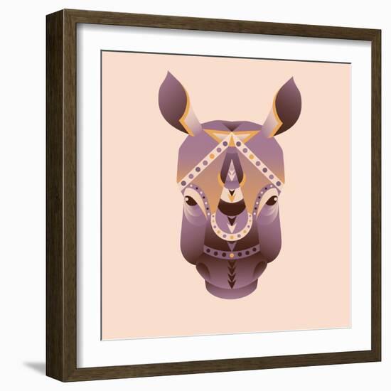 The Abstract Head of Rhino Vector Illustration-coffeee_in-Framed Art Print