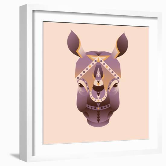 The Abstract Head of Rhino Vector Illustration-coffeee_in-Framed Art Print