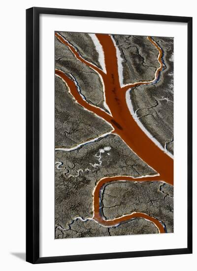The Abstract Lines of San Francisco Bay are Captured from the Air at Sunrise-Jay Goodrich-Framed Photographic Print