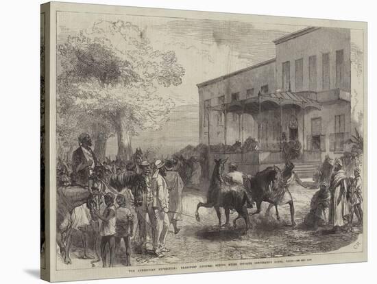 The Abyssinian Expedition, Transport Officers Buying Mules Opposite Shepheard's Hotel, Cairo-Charles Robinson-Stretched Canvas