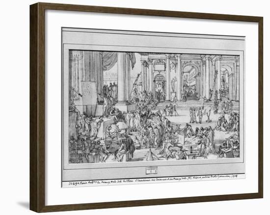 The Academy of Sciences and Fine Arts (Pen and Ink and Wash on Paper)-Sebastien I Le Clerc-Framed Giclee Print