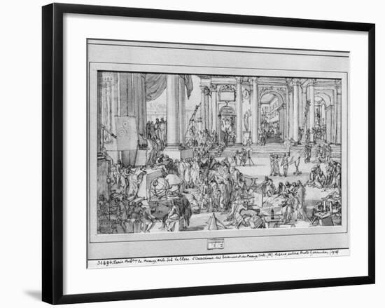 The Academy of Sciences and Fine Arts (Pen and Ink and Wash on Paper)-Sebastien I Le Clerc-Framed Giclee Print