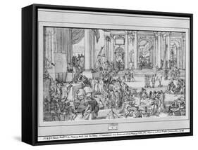 The Academy of Sciences and Fine Arts (Pen and Ink and Wash on Paper)-Sebastien I Le Clerc-Framed Stretched Canvas