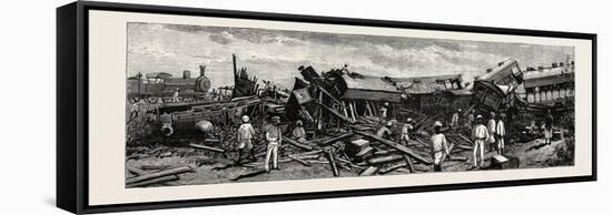 The Accident Near Nagpur on the Great Indian Peninsula Railway: the Wreck of the Leading Engine Is-null-Framed Stretched Canvas