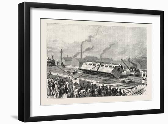 The Accident to the Flying Scotchman, Near Sheffield: Raising the Pullman Car, 1876, Uk-null-Framed Giclee Print