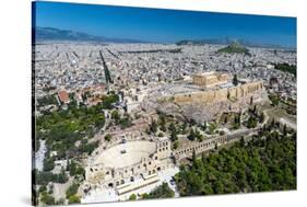 The Acropolis and Odeon of Herodes Atticus, aerial view, Athens, Greece, Europe-Sakis Papadopoulos-Stretched Canvas