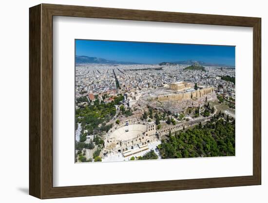 The Acropolis and Odeon of Herodes Atticus, aerial view, Athens, Greece, Europe-Sakis Papadopoulos-Framed Photographic Print