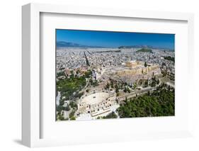 The Acropolis and Odeon of Herodes Atticus, aerial view, Athens, Greece, Europe-Sakis Papadopoulos-Framed Photographic Print