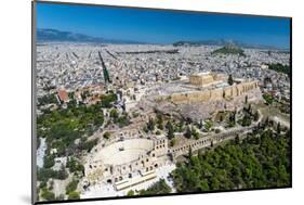 The Acropolis and Odeon of Herodes Atticus, aerial view, Athens, Greece, Europe-Sakis Papadopoulos-Mounted Photographic Print