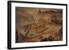 The Acropolis at Pergamon . Turkey. Altar of Zeus. Imaginary Reconstruction by German Painter Fried-null-Framed Giclee Print