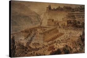 The Acropolis at Pergamon . Turkey. Altar of Zeus. Imaginary Reconstruction by German Painter Fried-null-Stretched Canvas