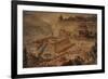 The Acropolis at Pergamon . Turkey. Altar of Zeus. Imaginary Reconstruction by German Painter Fried-null-Framed Giclee Print