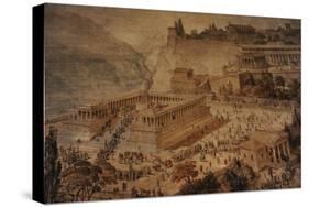 The Acropolis at Pergamon . Turkey. Altar of Zeus. Imaginary Reconstruction by German Painter Fried-null-Stretched Canvas