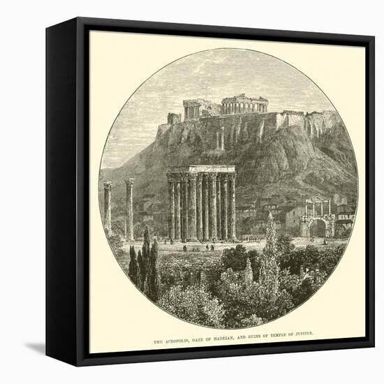 The Acropolis, Gate of Hadrian, and Ruins of Temple of Jupiter-null-Framed Stretched Canvas