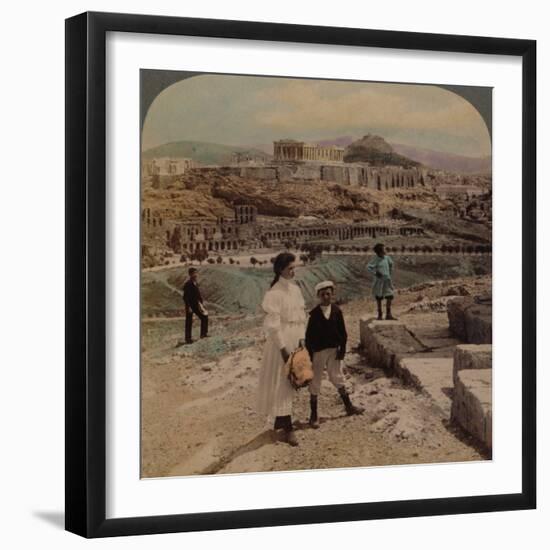 'The Acropolis of Athens, Lycabettus and Royal Palace, from Philopappos monument', 1907-Elmer Underwood-Framed Photographic Print