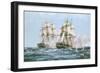 The Action Between the Java and Constitution-Montague Dawson-Framed Premium Giclee Print