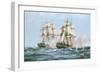 The Action Between the Java and Constitution-Montague Dawson-Framed Premium Giclee Print