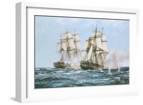 The Action Between the Java and Constitution-Montague Dawson-Framed Premium Giclee Print