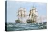 The Action Between the Java and Constitution-Montague Dawson-Stretched Canvas