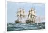 The Action Between the Java and Constitution-Montague Dawson-Framed Art Print