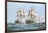 The Action Between the Java and Constitution-Montague Dawson-Framed Art Print