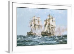 The Action Between the Java and Constitution-Montague Dawson-Framed Art Print