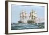 The Action Between the Java and Constitution-Montague Dawson-Framed Art Print