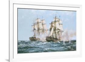 The Action Between the Java and Constitution-Montague Dawson-Framed Art Print