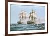 The Action Between the Java and Constitution-Montague Dawson-Framed Art Print