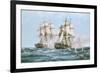 The Action Between the Java and Constitution-Montague Dawson-Framed Art Print