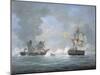 The Action Between U.S and the British 'Macedonian' Frigate Off the Canary Islands on Oct 25, 1812-Richard Willis-Mounted Giclee Print
